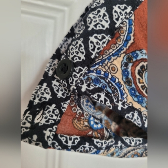 Tribal Jeans Arctic Dreamer Women's Blouse 100% Rayon Tassels Multicolor S/P - Picture 7 of 15